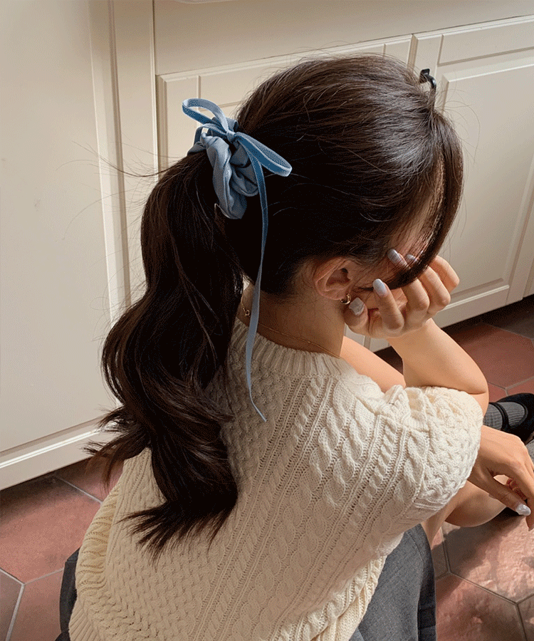 [new10%] 미닛 레더 스웨이드 리본 머리끈 (7color)